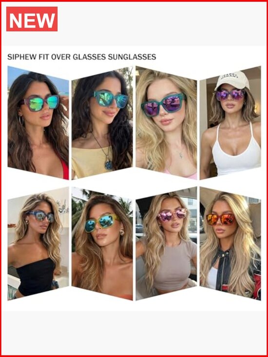 Mirrored Polarized Fit Over Glasses Sunglasses Oversized Square UV400 main image 4